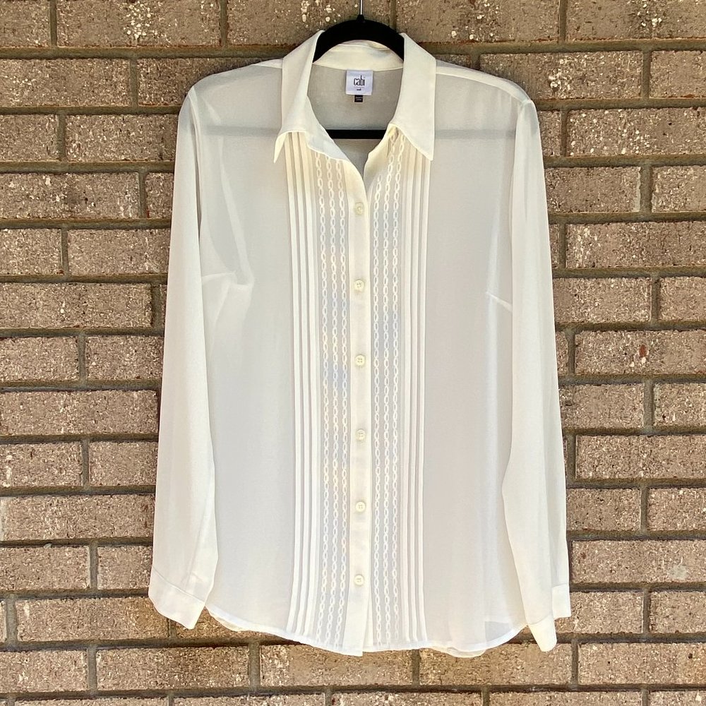Cabi Sheer Playwright Button Down Blouse - image 8